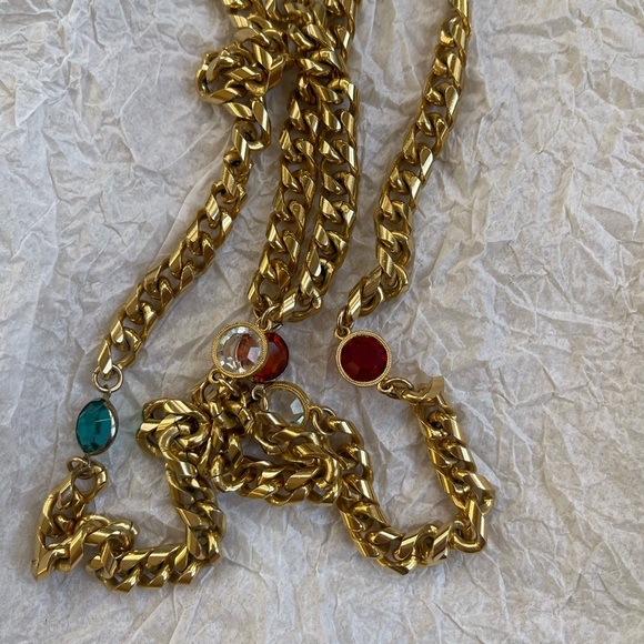 Vintage Chain Bezel Necklace YSL Style. - Picture 4 of 9